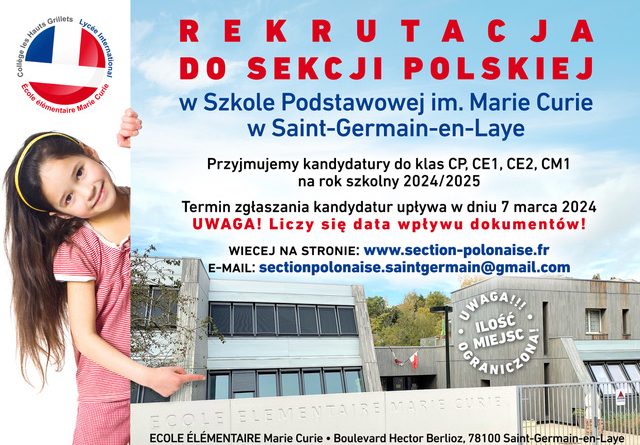 Rekrutacja do Sekcji Polskiej – Szkoła Podstawowa